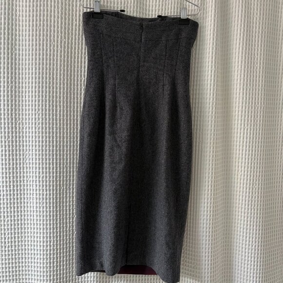 Shoshanna size 8 gray/black wool tweed dress preppy academic twee coquette work - Picture 3 of 3